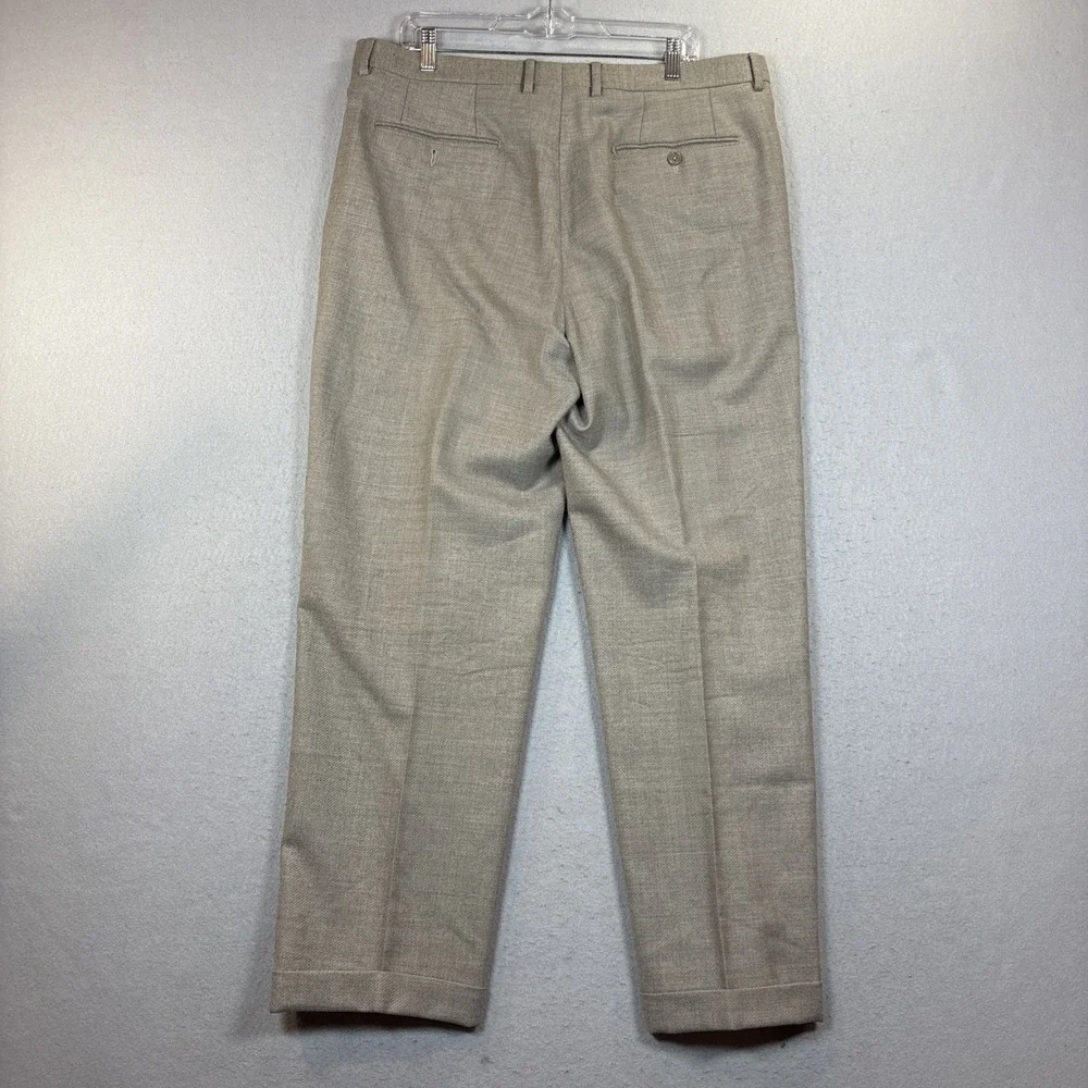 Santorelli Romeo Tan Flat Front 100%‎ Virgin Wool Dress Pants Men's 38